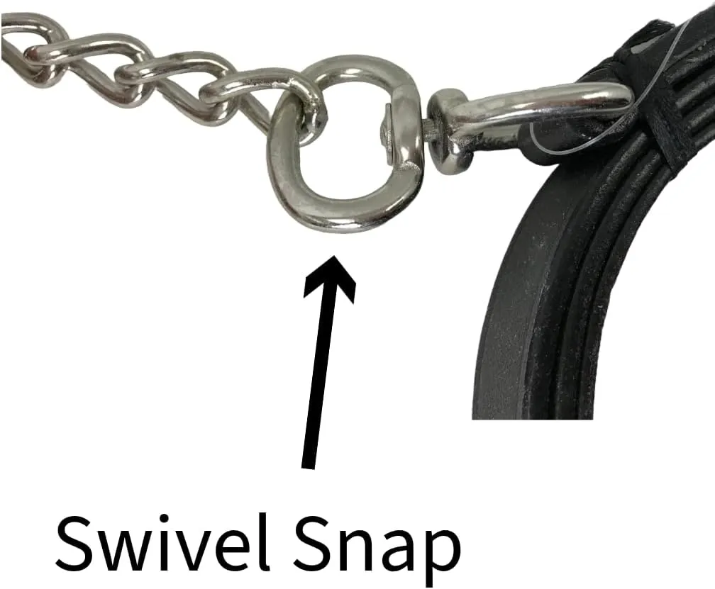 Derby Originals Multipurpose Flat Leather Lead for Cattle, Horses, or Dogs with Chain and Swivel Snap and One-Year Limited Warranty