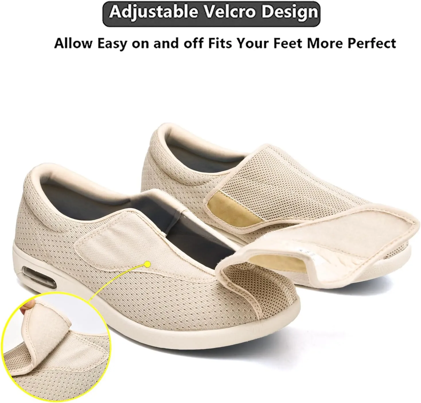 Diabetic Walking Shoes Unisex Orthopedic Non-Slip Elderly Shoes Adjustable,Extra Wide Lightweight Walking Shoes Women Men Arthritis Edema Shoes,A02,38EU (A06 47EU)
