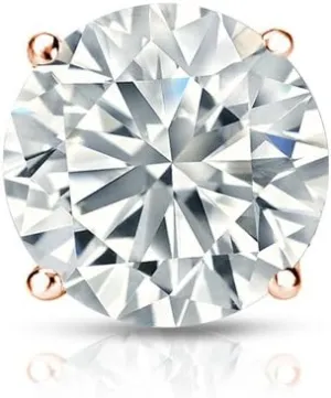 Diamond Wish 10k Gold Round SINGLE Diamond Stud Earring (0.08cttw, Premium, SI1-SI2) 4-Prong Basket, Push-Back