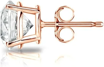 Diamond Wish 10k Gold Round SINGLE Diamond Stud Earring (0.08cttw, Premium, SI1-SI2) 4-Prong Basket, Push-Back