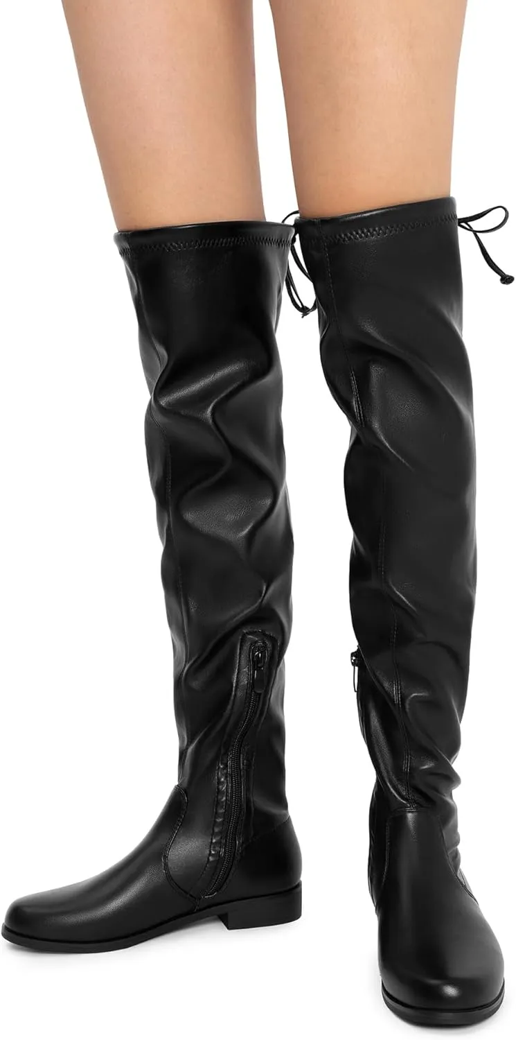 DREAM PAIRS Women's Thigh High Boots Low Block Heel Casual Fashion Over the Knee Boots