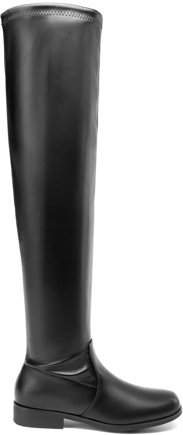 DREAM PAIRS Women's Thigh High Boots Low Block Heel Casual Fashion Over the Knee Boots