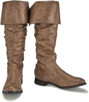 DUNHAO COS Medieval Male and Female Renaissance Pull On Mid Calf Gothic Boots Flat Jazz Boots Renaissance Boot