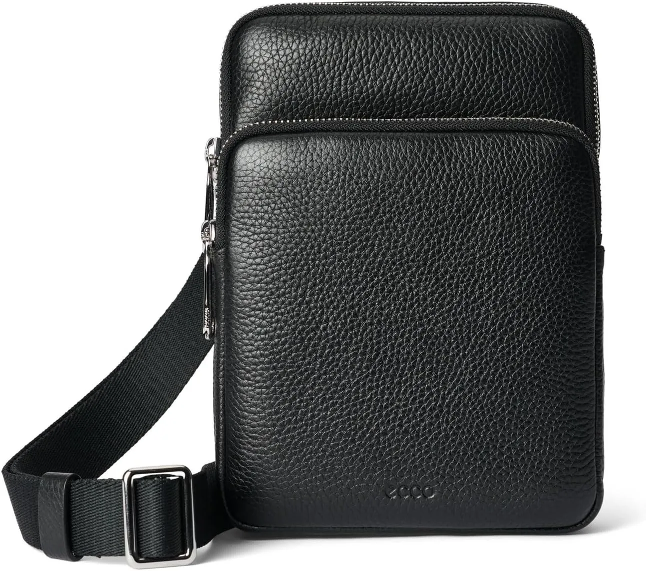 ECCO Flat Pouch, Black Pebbled Leather