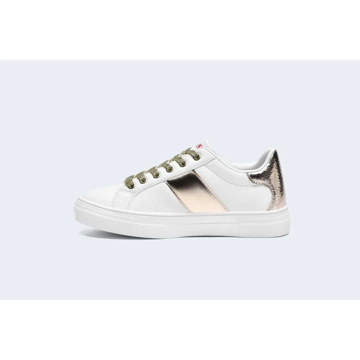Finily Holly Womens Lace-up Casual Trainer - White/Gold