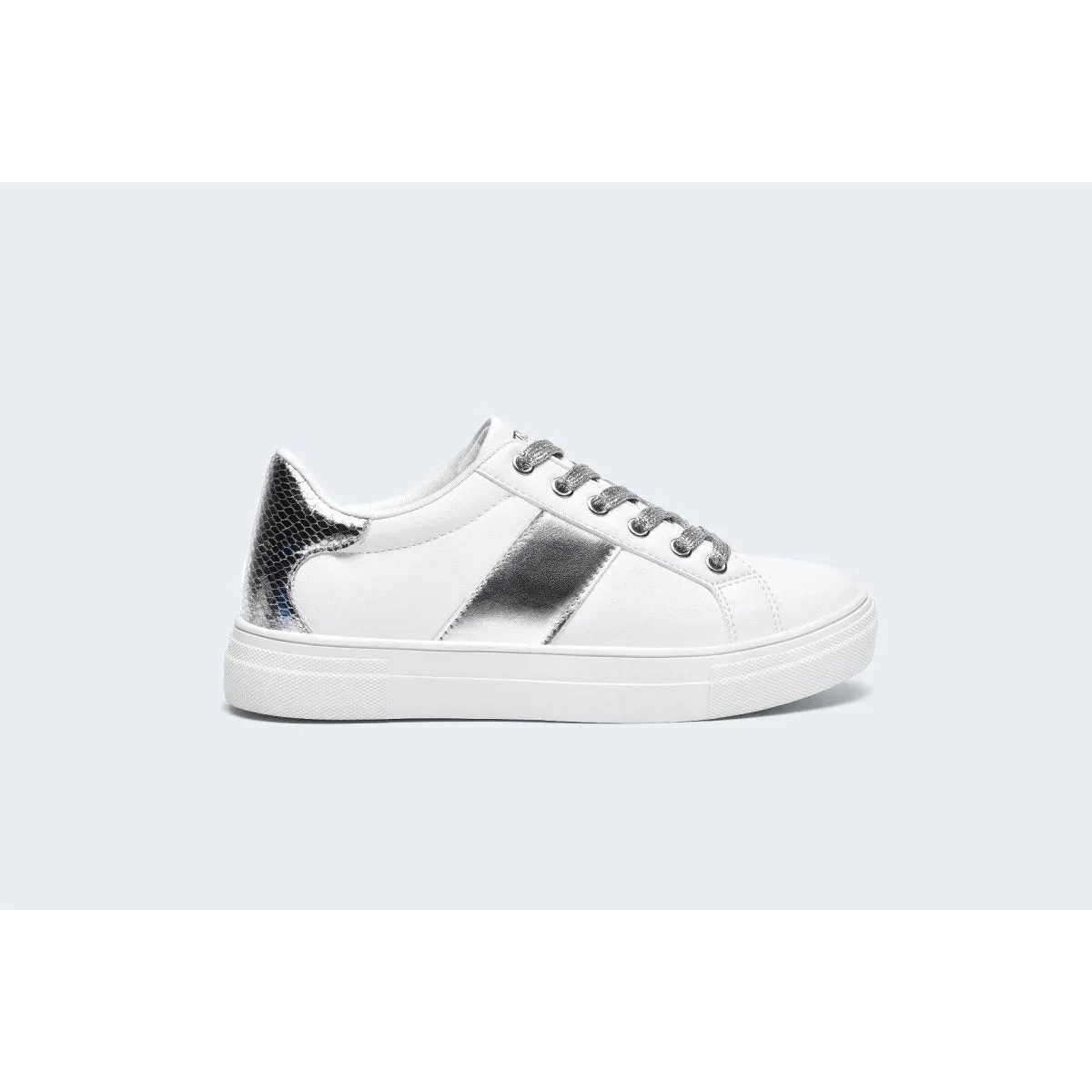 Finily Holly Womens Lace-up Casual Trainer - White/Silver