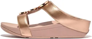 FitFlop Women's Halo Bead-Circle Metallic H-bar Slides Wedge Sandal