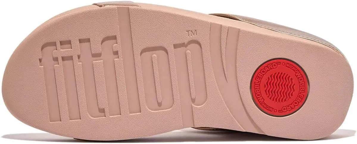 FitFlop Women's Halo Bead-Circle Metallic H-bar Slides Wedge Sandal