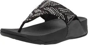 FitFlop Women's Lulu Crystal Feather Original Fit Toe-Post Wedge Sandal