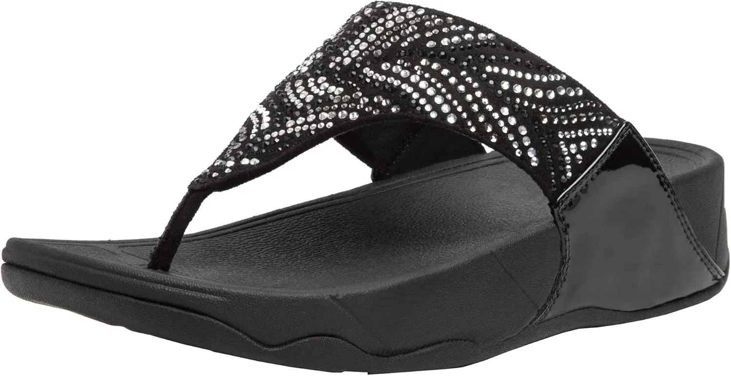 FitFlop Women's Lulu Crystal Feather Original Fit Toe-Post Wedge Sandal