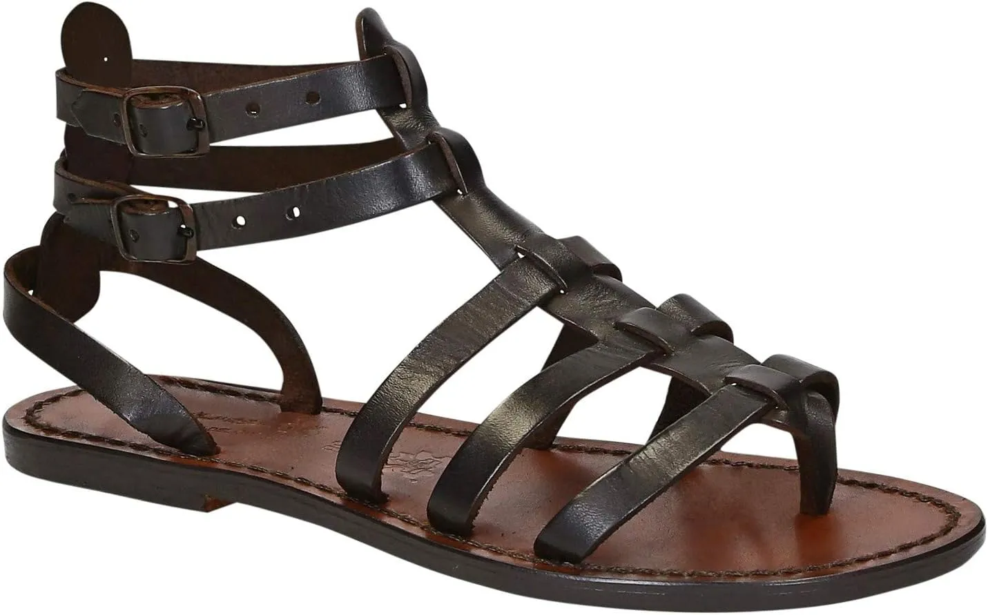 Flat Gladiator Sandals for Women Handmade in Italy in Cuir Leather