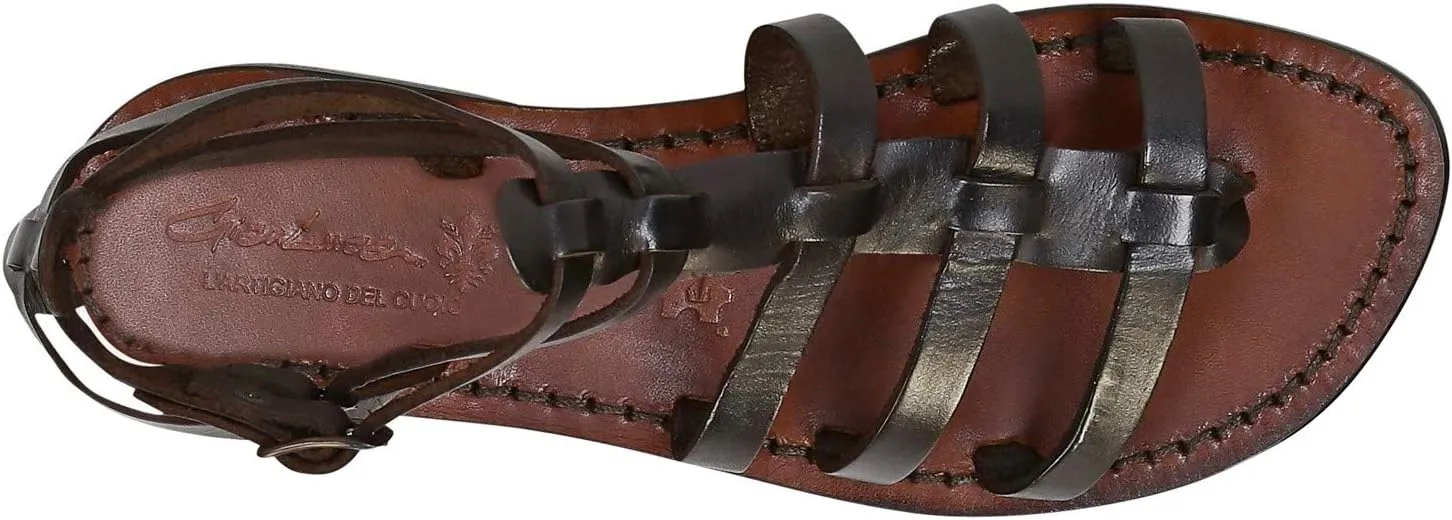 Flat Gladiator Sandals for Women Handmade in Italy in Cuir Leather