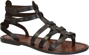 Flat Gladiator Sandals for Women Handmade in Italy in Cuir Leather