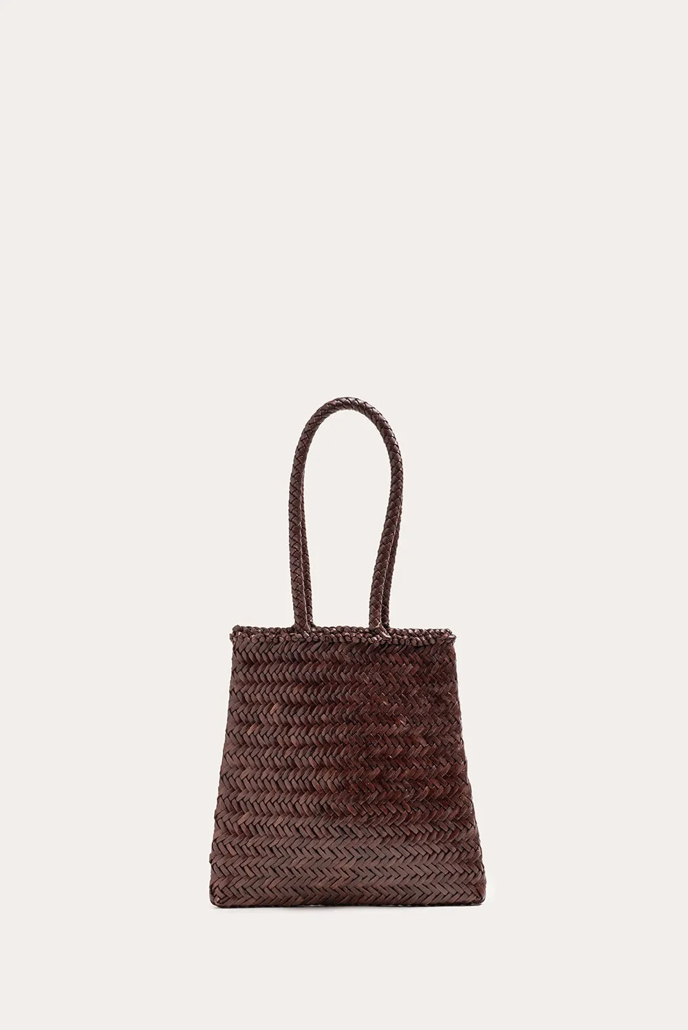 Flat Leather Basket Dark Brown
