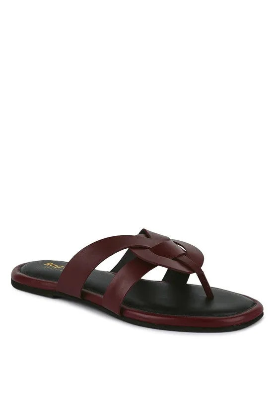 Flat Leather Thong Sandals