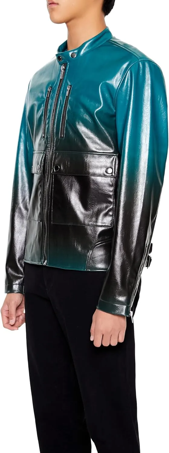 Forever 21 Men's Gradient Cargo Moto Jacket
