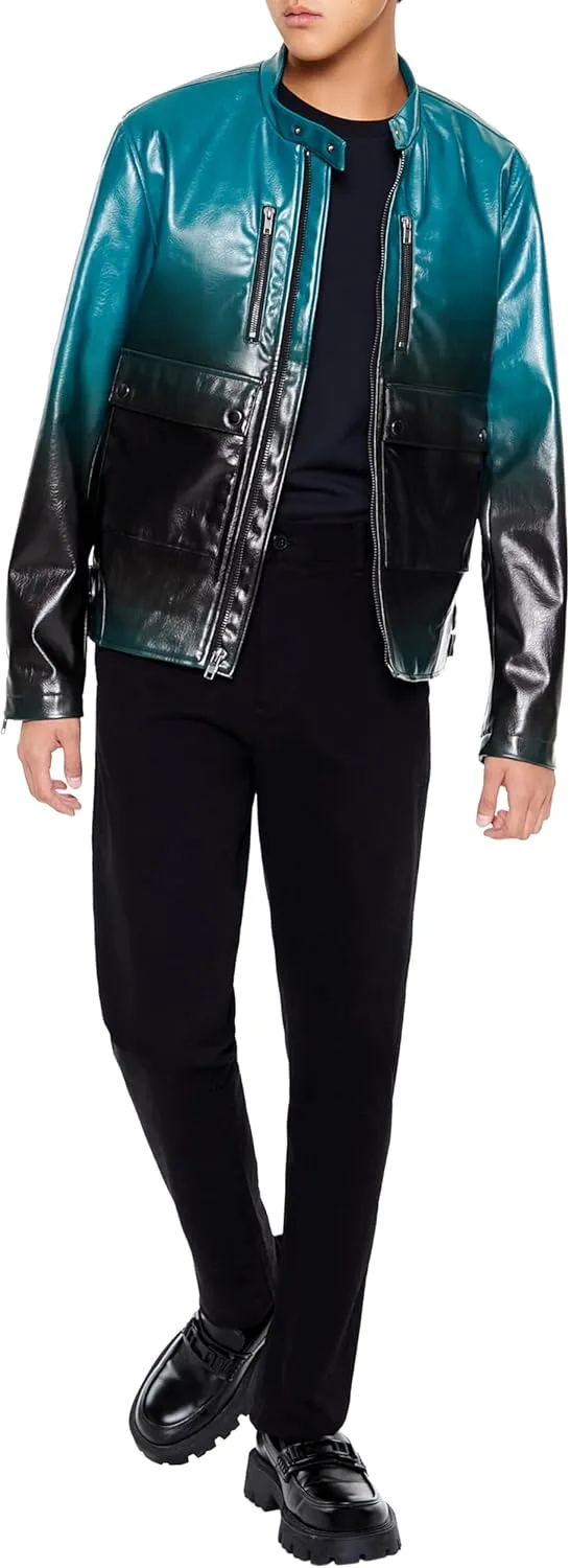 Forever 21 Men's Gradient Cargo Moto Jacket