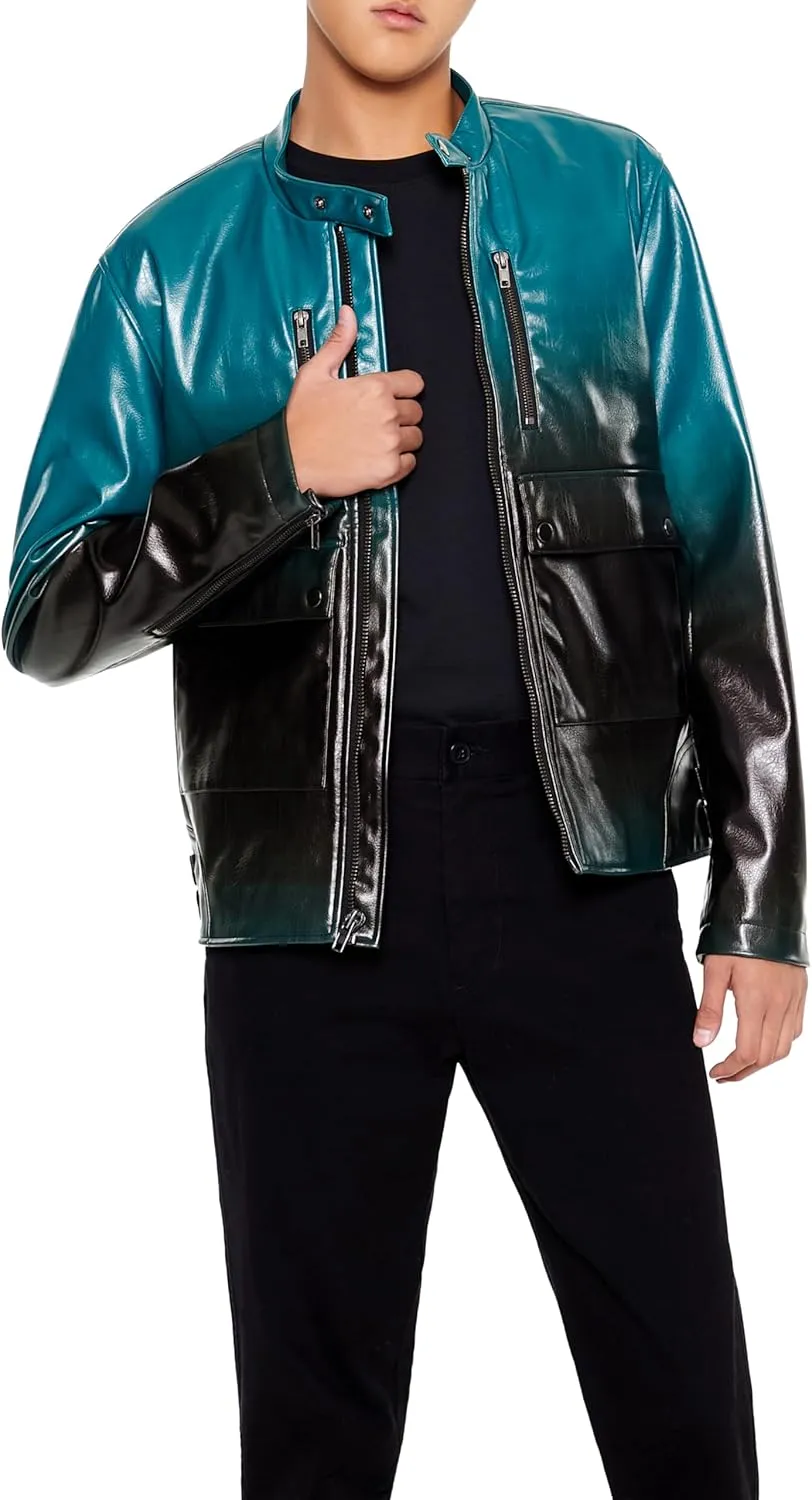 Forever 21 Men's Gradient Cargo Moto Jacket