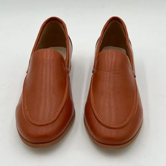 FOWT Coffe Wide Width Loafer Shoes Slip On Block Stripped Heel Pointed Toe Loafe