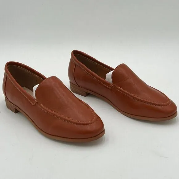 FOWT Coffe Wide Width Loafer Shoes Slip On Block Stripped Heel Pointed Toe Loafe