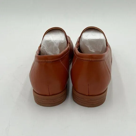 FOWT Coffe Wide Width Loafer Shoes Slip On Block Stripped Heel Pointed Toe Loafe