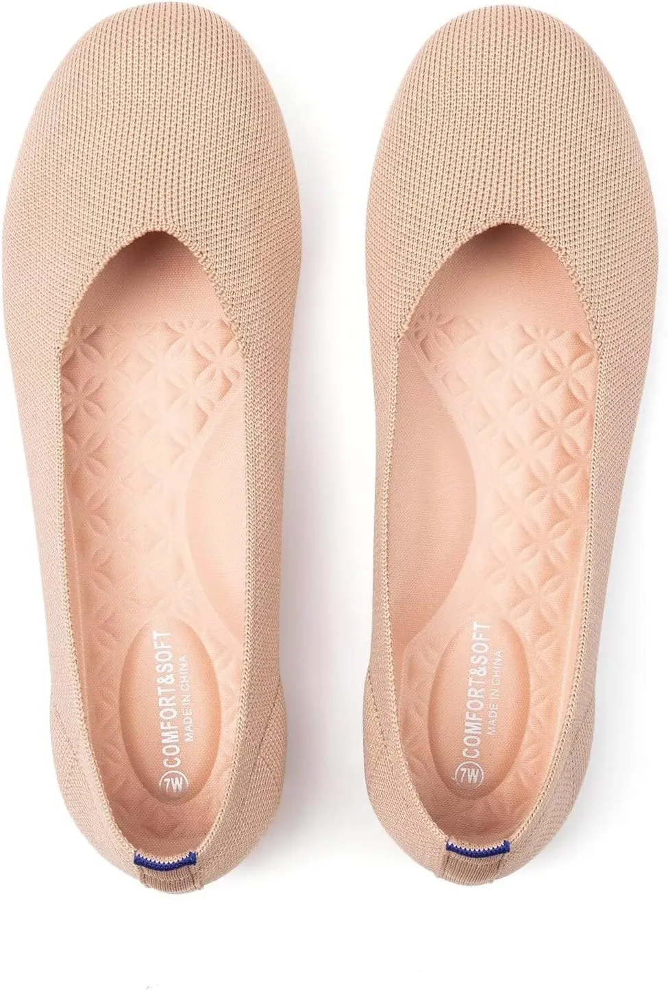 Frank Mully Women's Wide Width Flats Ballet Flats Round Toe Knit Flat Shoes with Arch Support Wide Toe Box