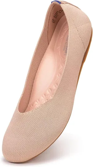 Frank Mully Women's Wide Width Flats Ballet Flats Round Toe Knit Flat Shoes with Arch Support Wide Toe Box