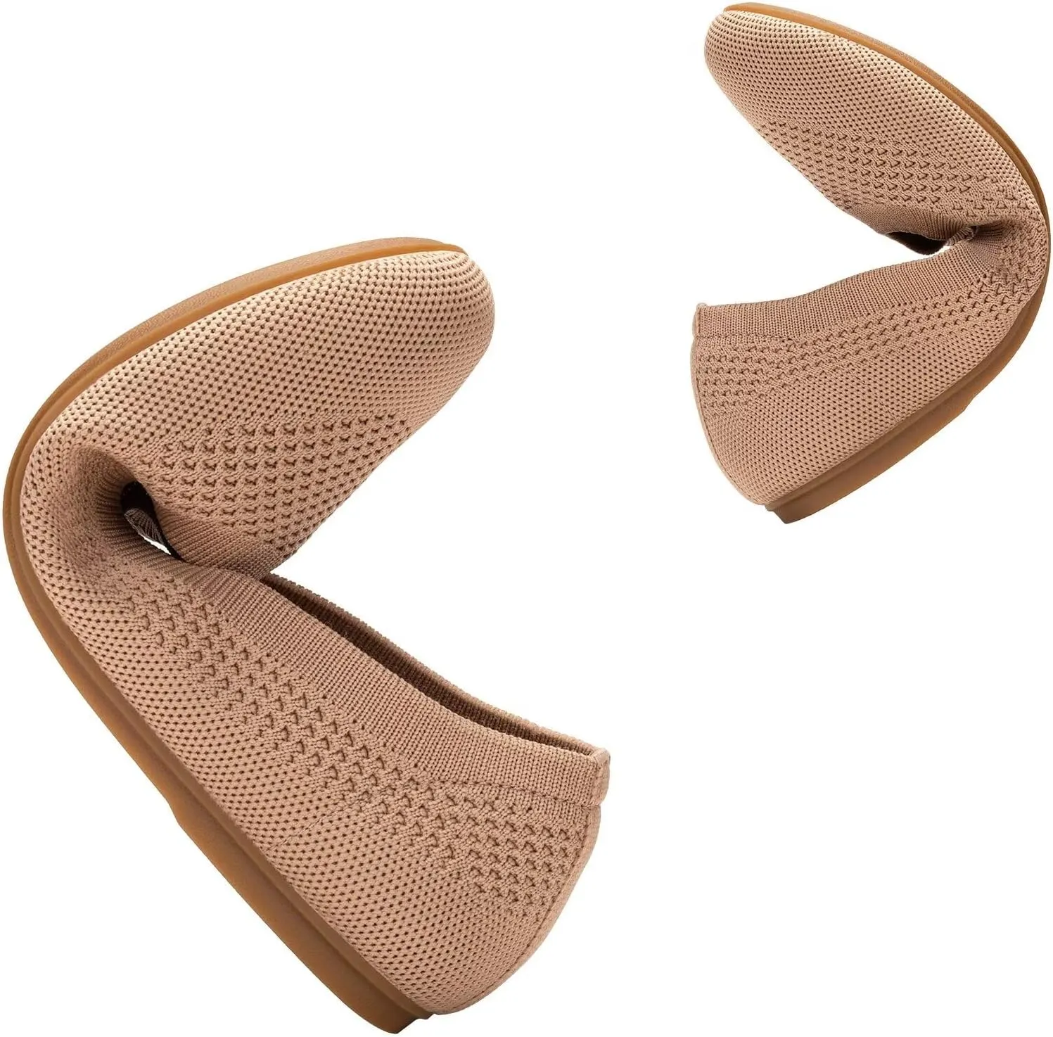 Frank Mully Women's Wide Width Flats Ballet Flats Round Toe Knit Flat Shoes with Arch Support Wide Toe Box