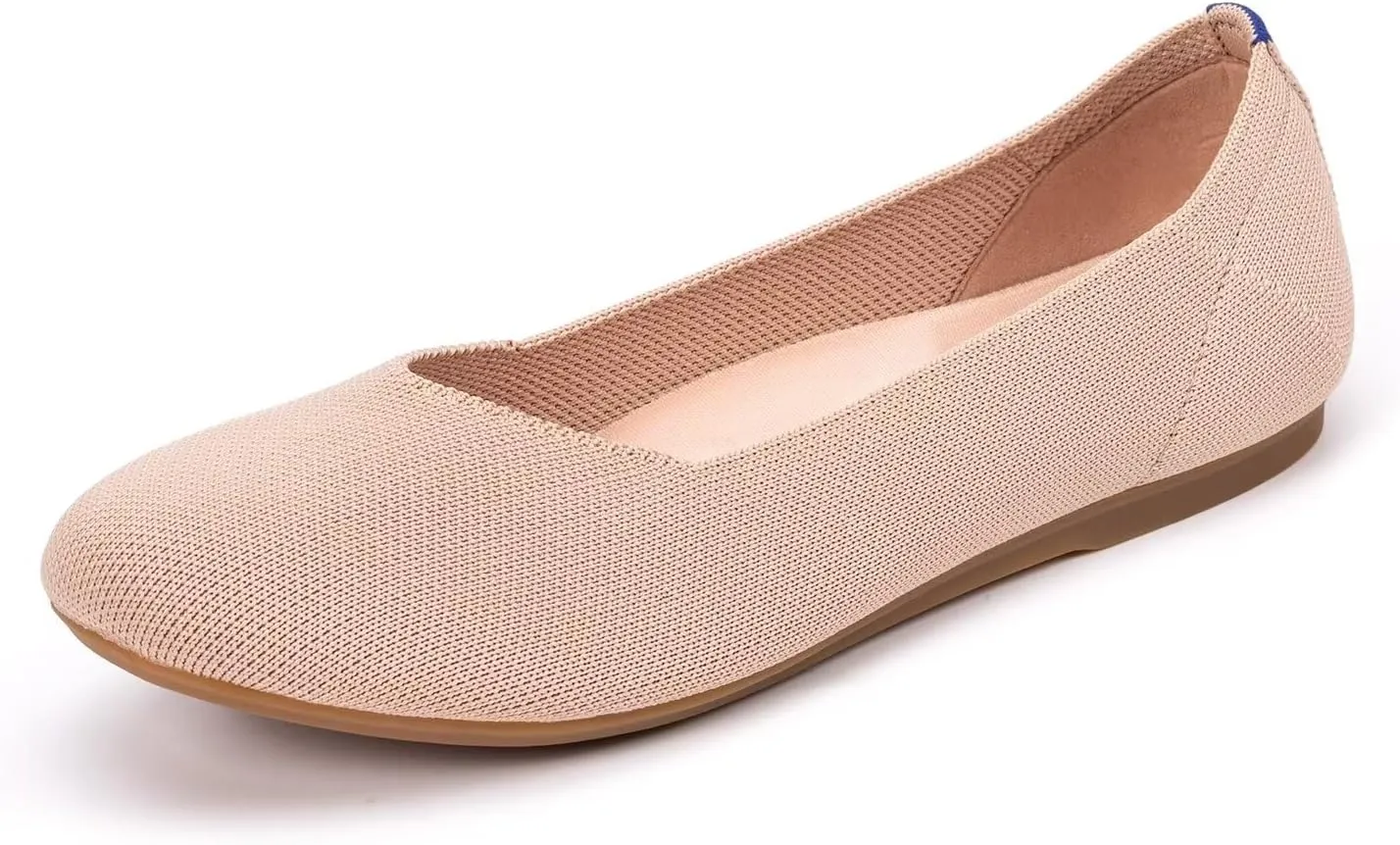 Frank Mully Women's Wide Width Flats Ballet Flats Round Toe Knit Flat Shoes with Arch Support Wide Toe Box