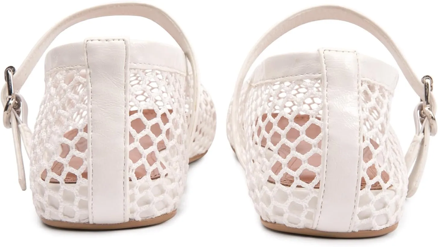 FUNKYMONKEY Women's Mesh Ballet Flats Casual Round Toe Mary Jane Flats Shoes
