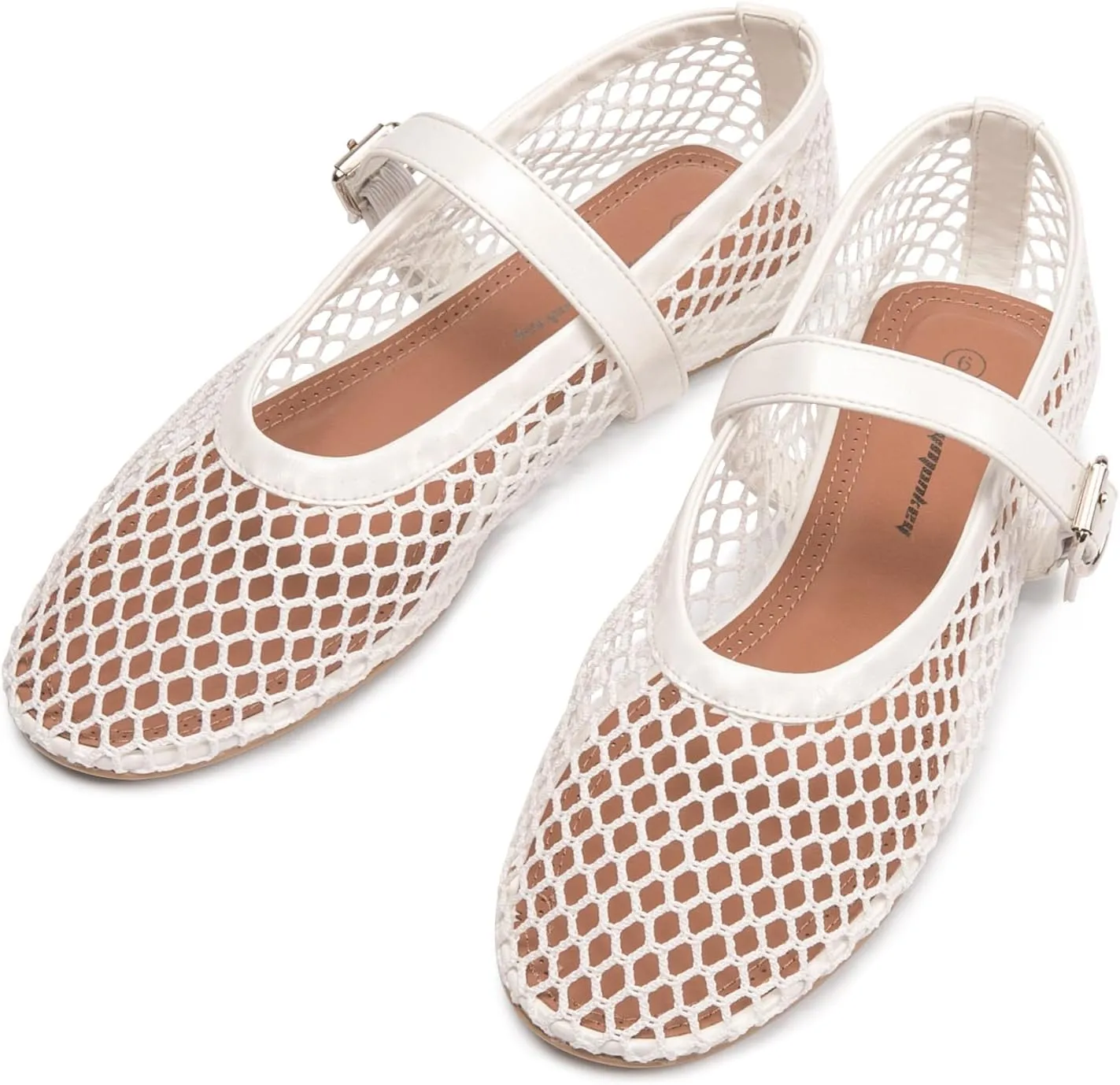 FUNKYMONKEY Women's Mesh Ballet Flats Casual Round Toe Mary Jane Flats Shoes