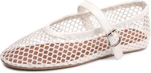 FUNKYMONKEY Women's Mesh Ballet Flats Casual Round Toe Mary Jane Flats Shoes