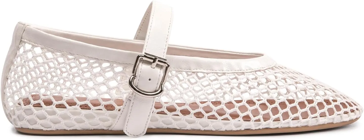 FUNKYMONKEY Women's Mesh Ballet Flats Casual Round Toe Mary Jane Flats Shoes