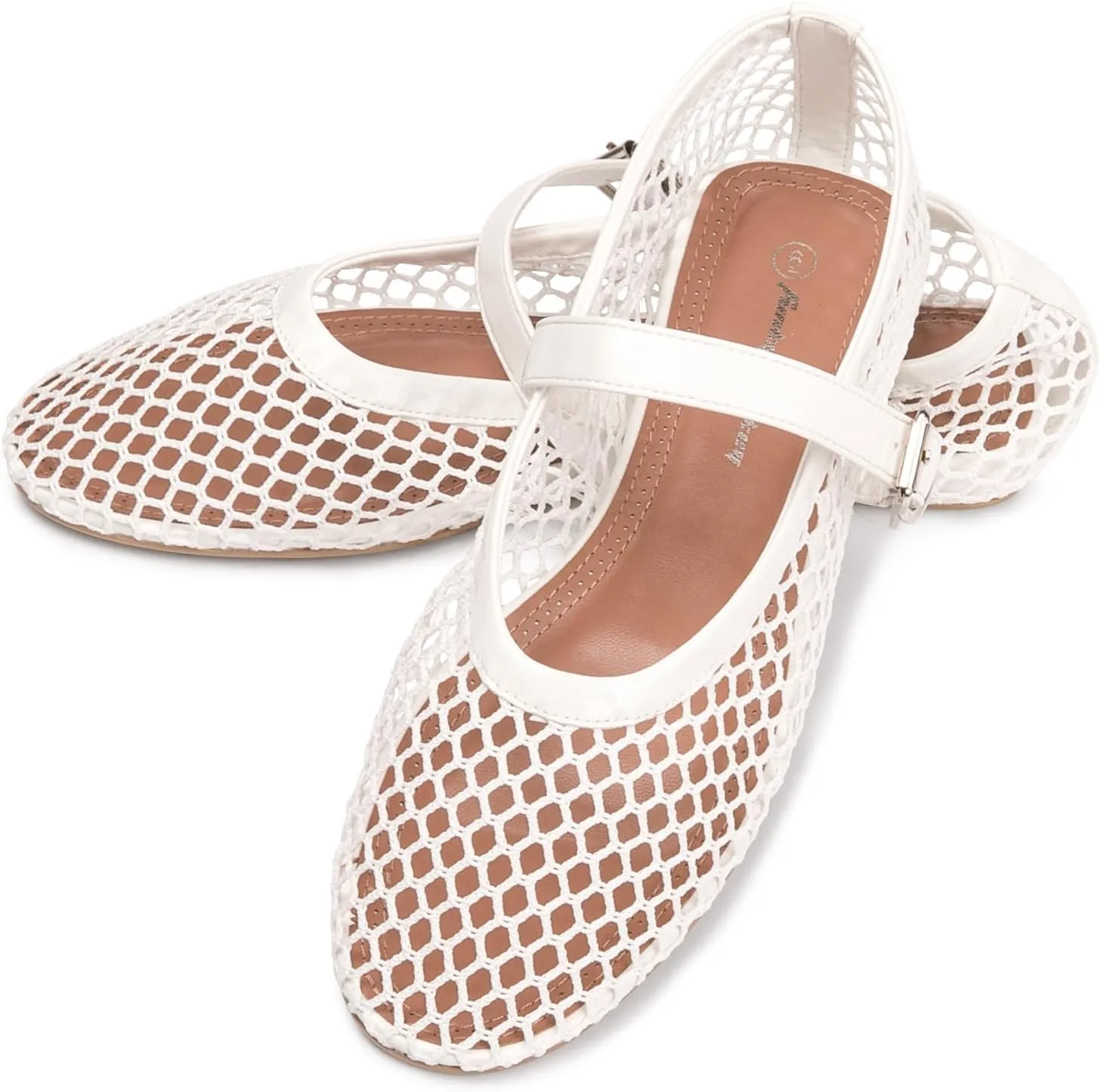 FUNKYMONKEY Women's Mesh Ballet Flats Casual Round Toe Mary Jane Flats Shoes