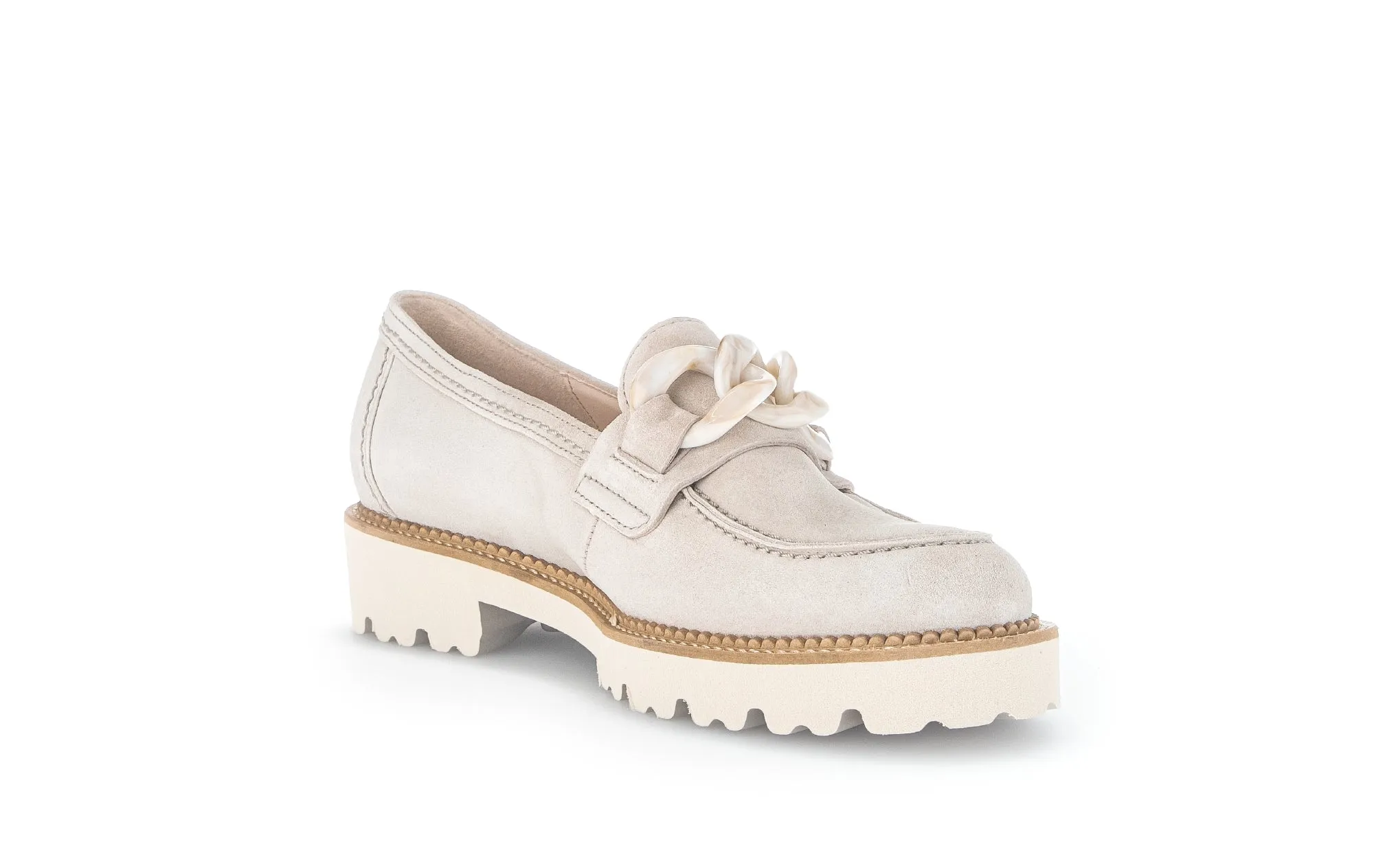 GABOR - 25.240.12 CHUNKY SLIP-ON SHOE - CREAM SUEDE