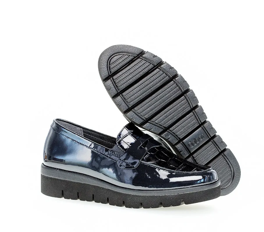 GABOR - 52.544.96 SLIP-ON SHOE - NAVY PATENT CROC