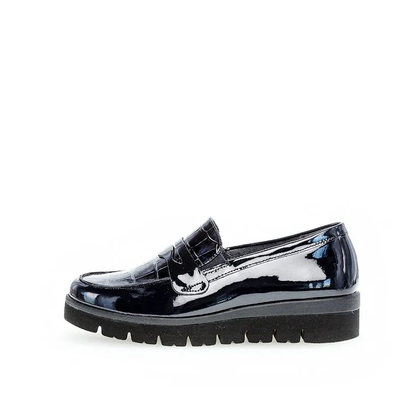 GABOR - 52.544.96 SLIP-ON SHOE - NAVY PATENT CROC