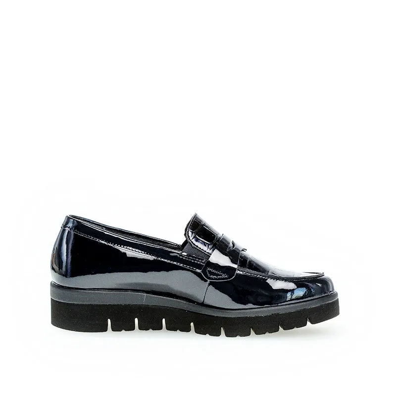 GABOR - 52.544.96 SLIP-ON SHOE - NAVY PATENT CROC