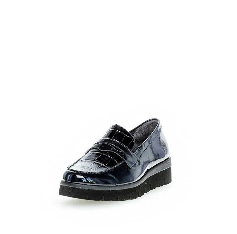 GABOR - 52.544.96 SLIP-ON SHOE - NAVY PATENT CROC