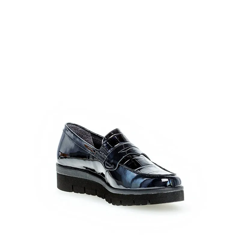 GABOR - 52.544.96 SLIP-ON SHOE - NAVY PATENT CROC
