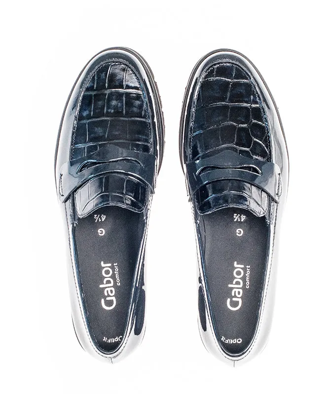 GABOR - 52.544.96 SLIP-ON SHOE - NAVY PATENT CROC