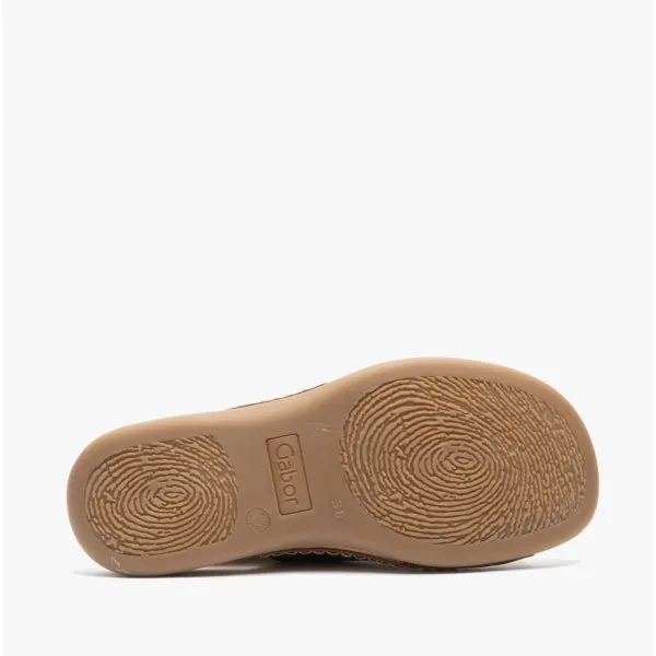 Gabor LANZAROTE Womens Leather Mule Sandals Peanut