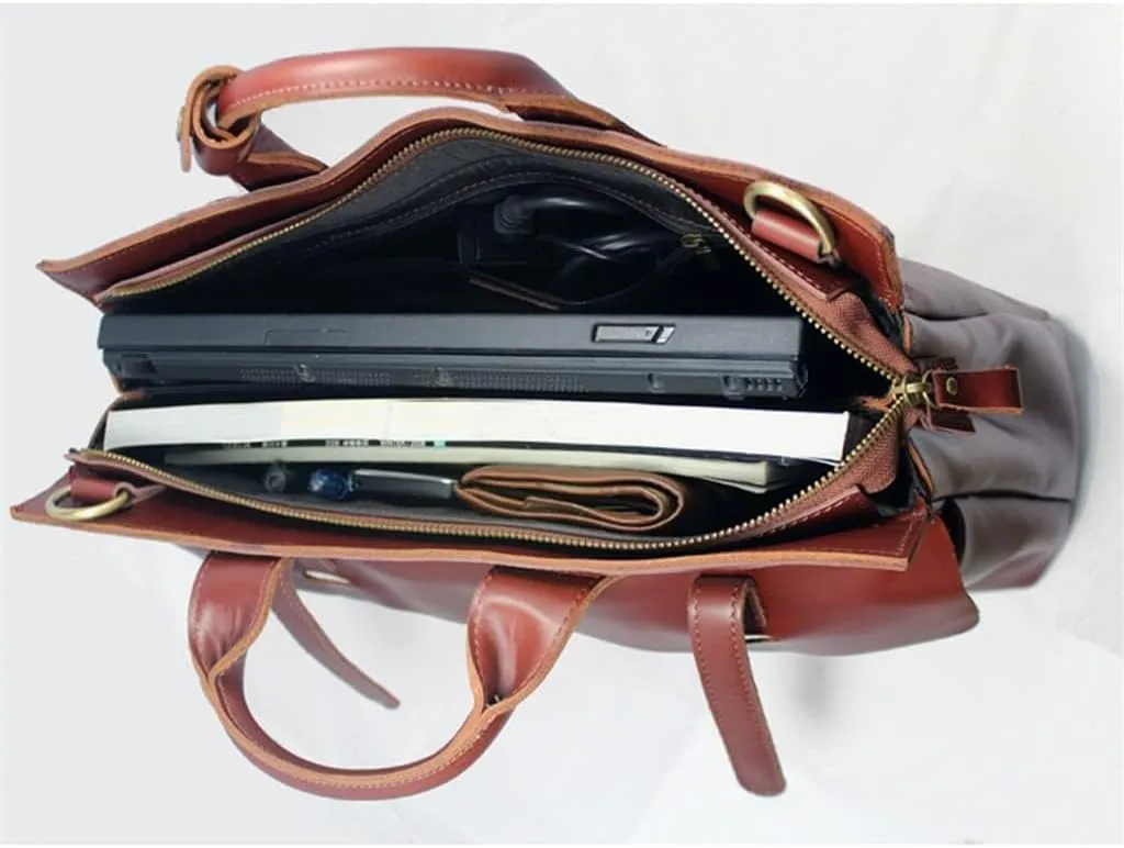 Genuine Leather Men's Briefcase Business Bag Leather Laptop Briefcase Men Shoulder Bag Messenger Bag Tote Handbag