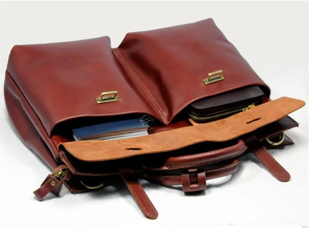Genuine Leather Men's Briefcase Business Bag Leather Laptop Briefcase Men Shoulder Bag Messenger Bag Tote Handbag