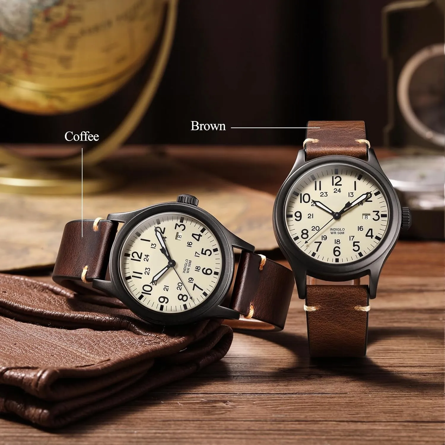 Getalia leather Watch Band Retro Oil wax Genuine Leather,18mm 19mm 20mm 21mm 22mm Quick Release Foldover Clasp Replacement Watch Straps for Men and Women