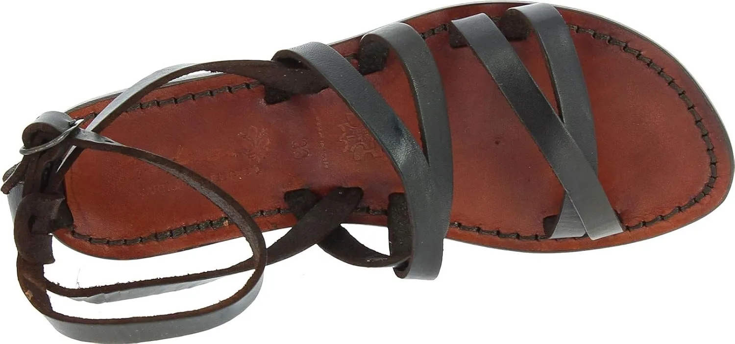 Gianluca - L'artigiano del cuoio Handmade Women's Flat Sandals Dark Brown Leather