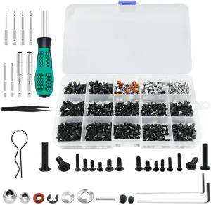 GLOBACT 531PCS RC Screw Kit RC Repair Tool Kit and RC Screwdrivers RC Hex Nut Socket for Axial Redcat HPI Arrma Losi RC4WD 1/8 1/10 1/12 1/16 Scale RC Cars Trucks Crawler Accessories