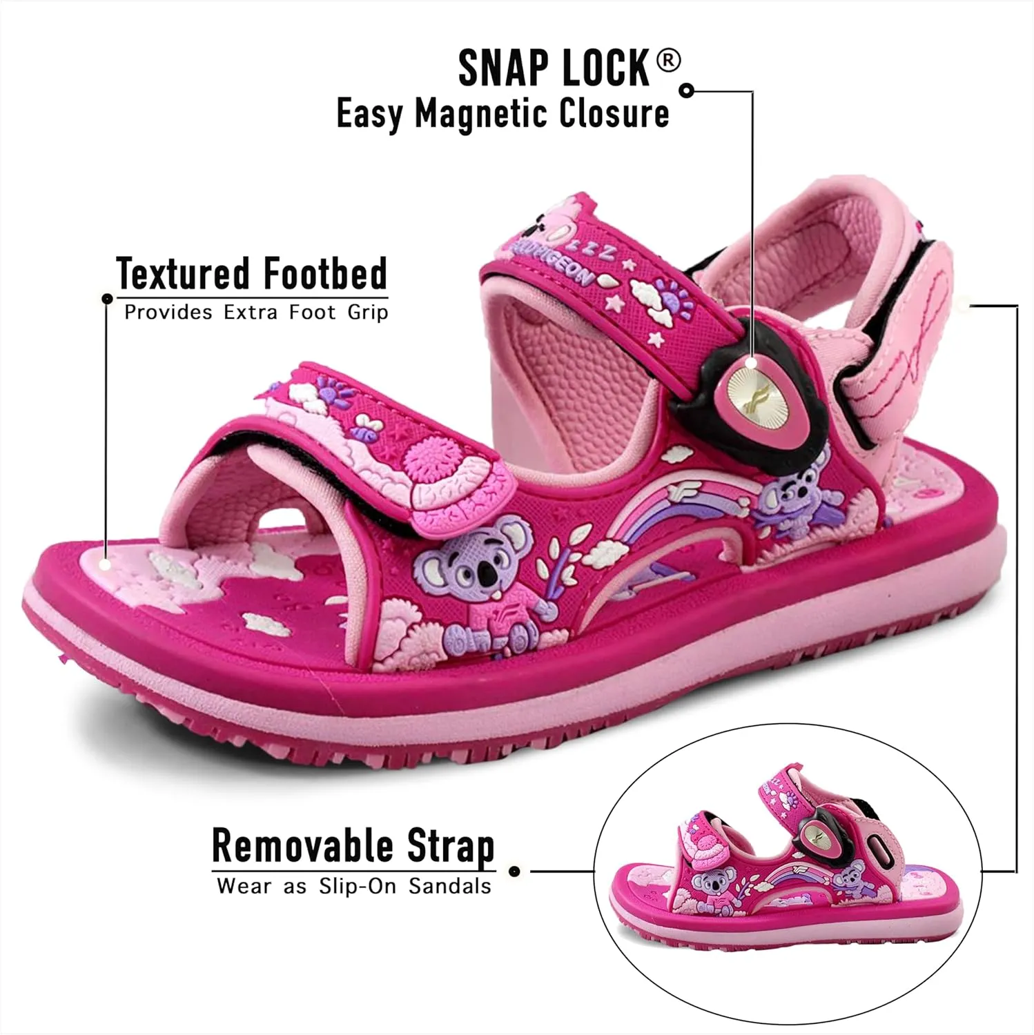 Gold Pigeon Shoes SIGNATURE Easy Snap Buckle Unisex -Child Outdoor Water Sandal for Kids Toddler Boys Girls