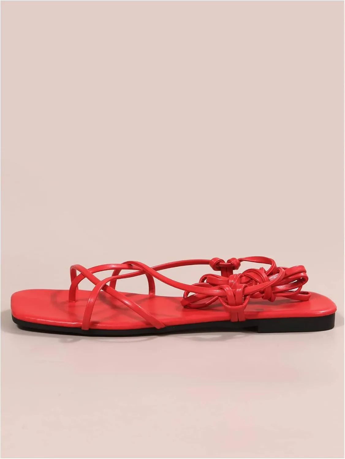 GORGLITTER Women's Summer Strappy Beach Sandals For Women 2025 Leather Lace Up Shoes