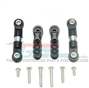 GPM For Traxxas E-Revo VXL 2.0 / E-Revo Brushless Upgrade Parts Aluminum 24T Servo Horn With Stainless Steel Adjustable Tie Rods - 4Pc Set Black